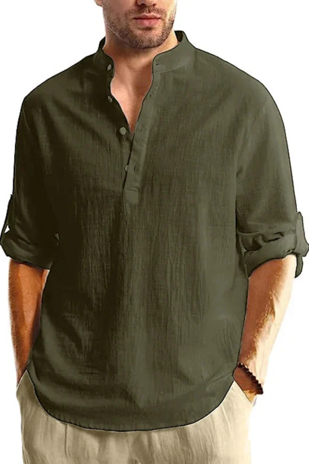 Aurelio | Men Collar Shirt Linen Summer Shirt