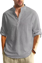 Aurelio | Men Collar Shirt Linen Summer Shirt