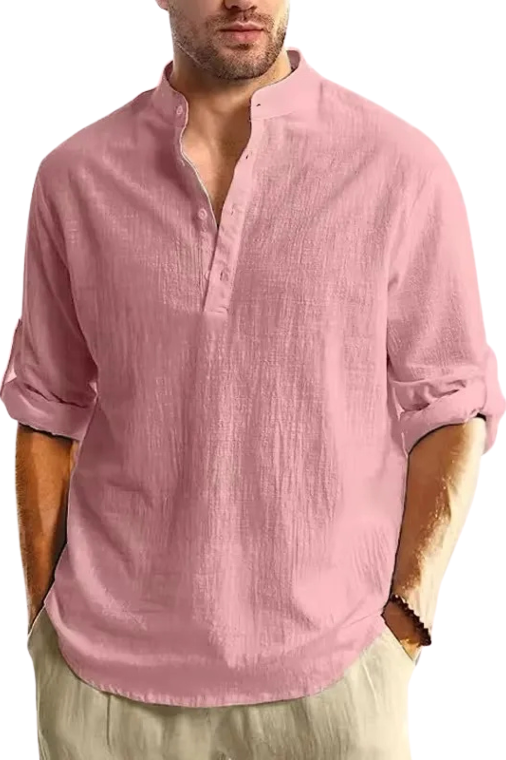 Aurelio | Men Collar Shirt Linen Summer Shirt