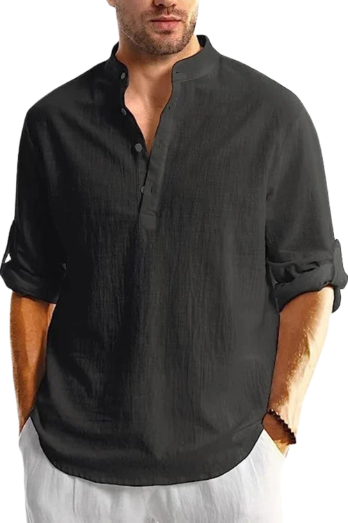 Aurelio | Men Collar Shirt Linen Summer Shirt