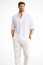 Aurelio | Men Collar Shirt Linen Summer Shirt