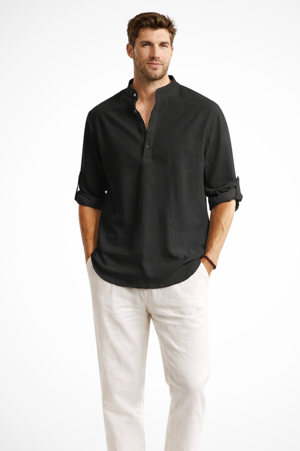 Aurelio | Men Collar Shirt Linen Summer Shirt