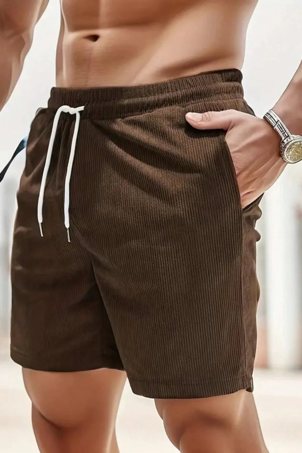 Dalby | Men Relaxed Fit Elasticated Drawstring Waist Corduroy Shorts