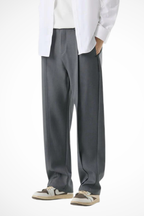 Corden | Men Front Pleat Wide Leg Straight Hem Tailored Trousers