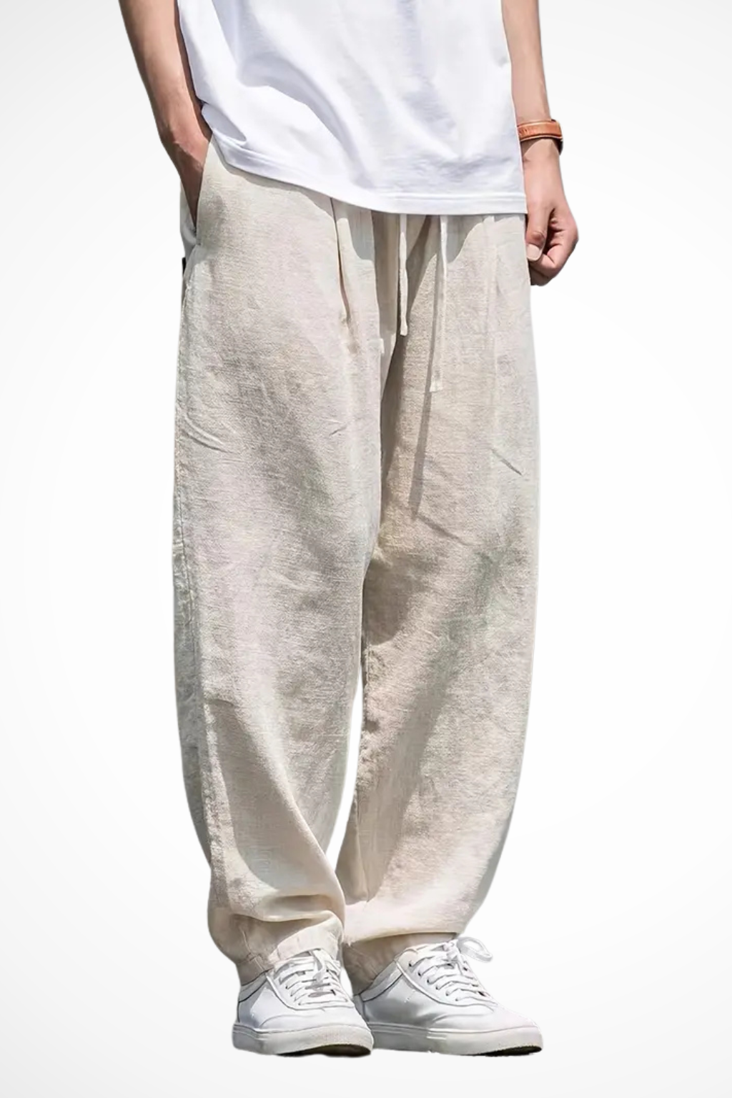 Jake | Men Elasticated Waist Wide Leg Straight Seam Front Pocket Trousers