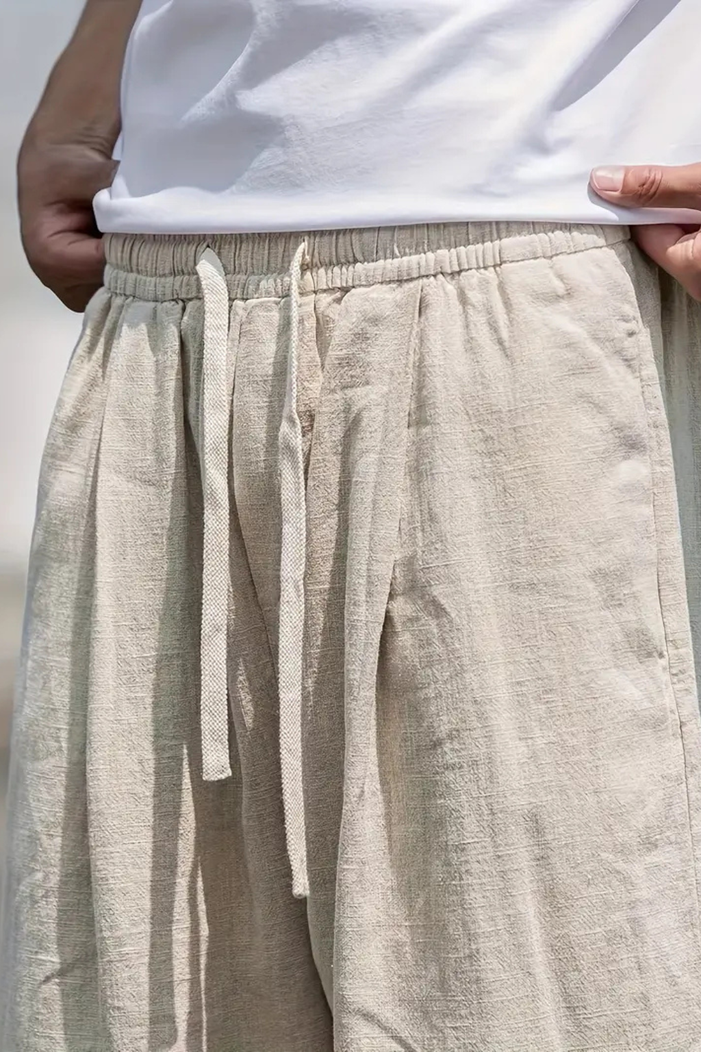 Jake | Men Elasticated Waist Wide Leg Straight Seam Front Pocket Trousers