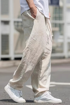Jake | Men Elasticated Waist Wide Leg Straight Seam Front Pocket Trousers